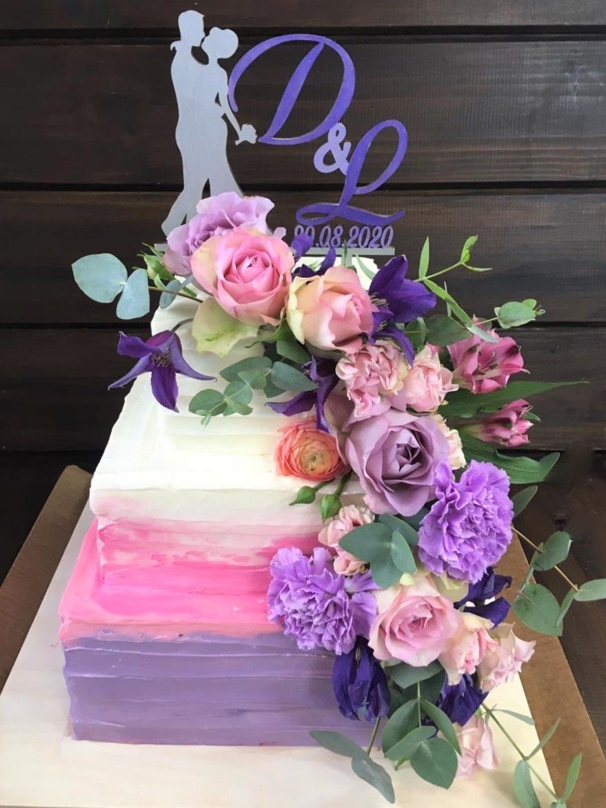 Торт квадратный цветочный, 9 кг