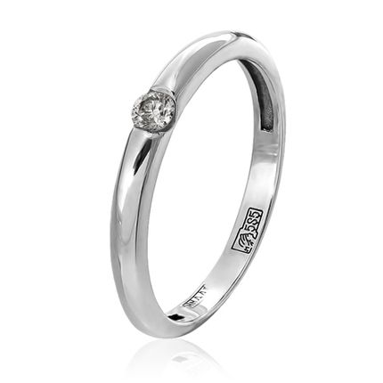 Обручальное кольцо классическое с 1 бриллиантом