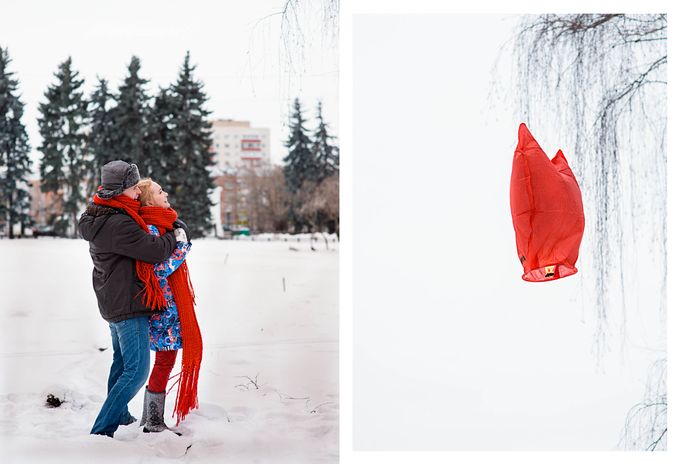 зимняя love story в Ботаническом саду, запуск фонариков, романтика зимней фотосессии