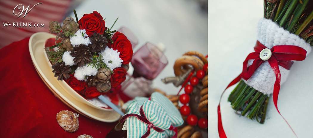 Зимний букет с шишками, красными розами и балабонами - фото 1842995 Дизайн-студия Magic decor