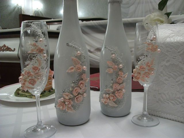 декорирование бутылок и фужеров - фото 805537 Свадебное агентство "Кураж"