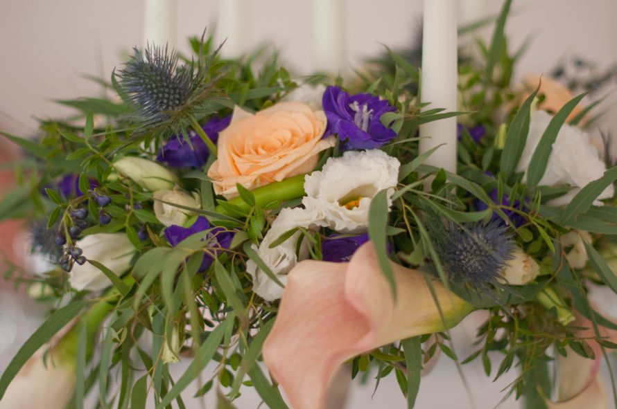 синяя фиолетовая персиковая свадьба - фото 6443080 Студия флористики и декора "Глориоза"