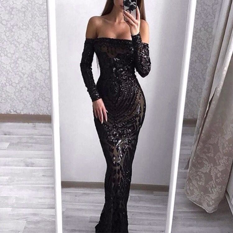 Вечернее платье черное А1562