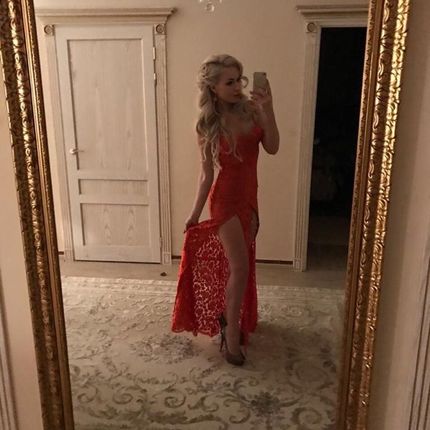 Красное вечернее платье прокат А1771