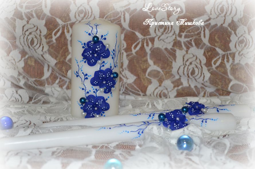 Свечи из набора "Пленительная орхидея" в синем цвете - фото 4423373 Студия аксессуаров Кристины Тишковой