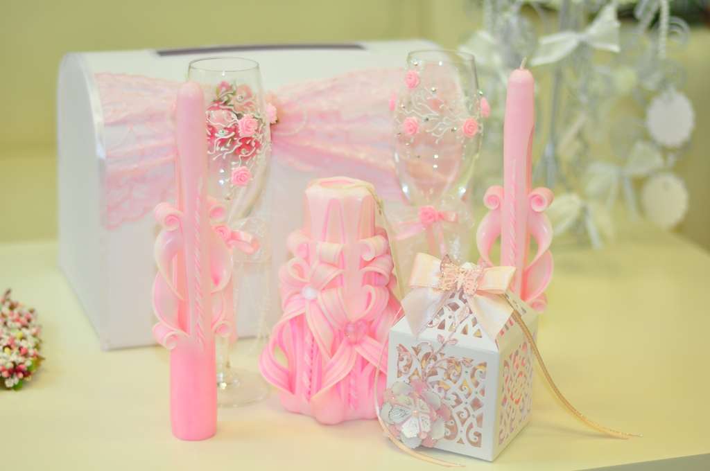 Нежно розовый комплект свечей - фото 2110530 Арт-Студия "Пламя Свечи" - свадебные свечи