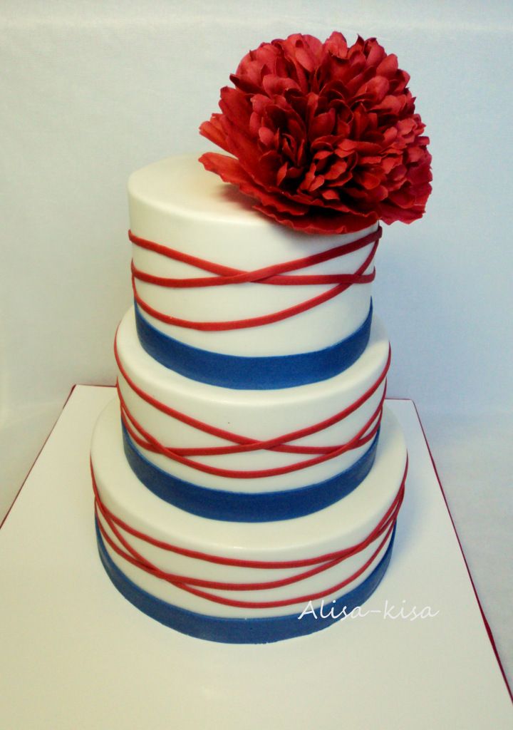 красно-синий торт с пионом - фото 2142256 Alisa-Kisa создание тортов