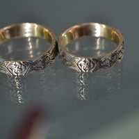 Обручальные кольца из красного золота 585 пробы. Чернение. Орнамент "Свадебник".