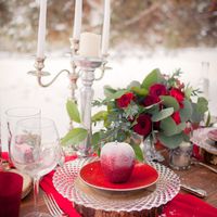 Декор для зимней свадебной фотозоны в серебряно красной гамме