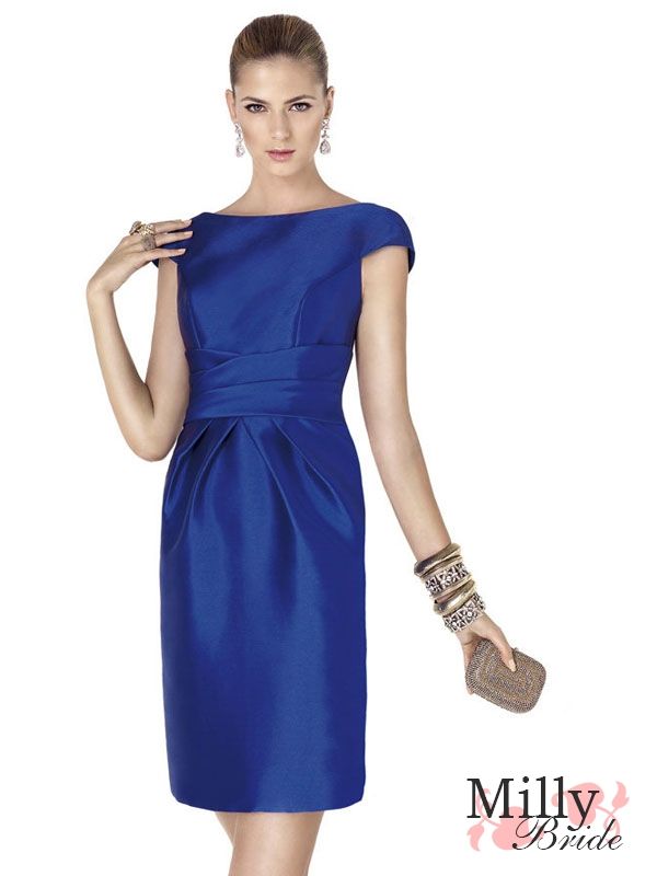 Exquisite sheath/column scoop the shoulder above the length Prom Dresses  - фото 2629405 millybride.co.uk