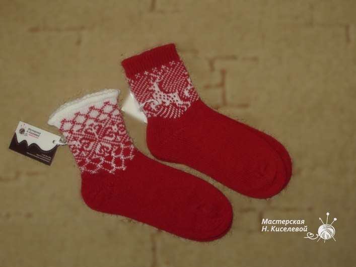 "Новогодние" носочки из альпаки - фото 5065681 Мастерская Натальи Киселевой - вязание на заказ