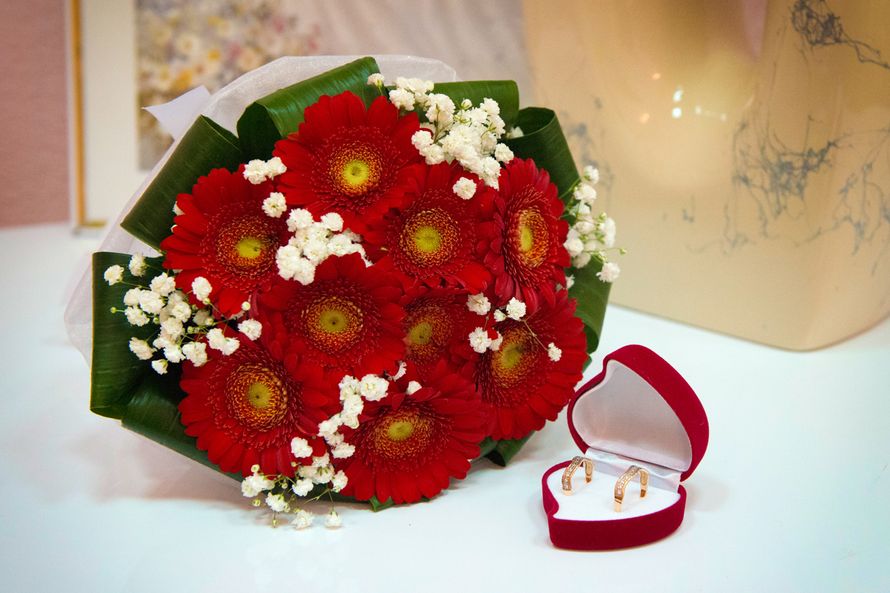 Букет невесты из красных гербер - фото 2787429 Фотографы Алёна и Вячеслав Яксон