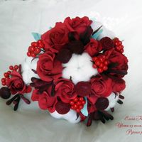 Букет невесты с розами и хлопком