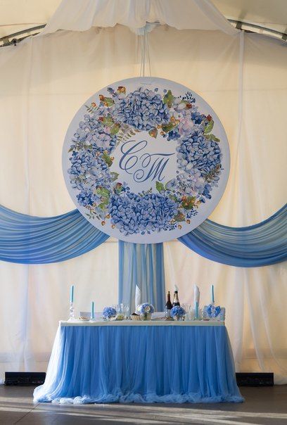 Президиум в шатре. Декор шатра. Свадьба в голубой гортензией - фото 12741594 Декор-агентство "Leica decor"