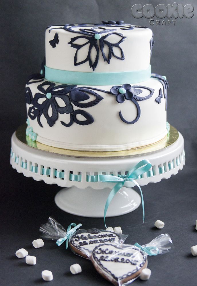 Двухъярусный свадебный торт "Тиффани", 4 кг - фото 9705598 Cookie craft - пряники и тортики ручной работы
