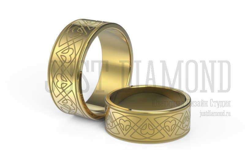 Обручальные кольца с кельтским узором, лимонное золото - фото 4305457 The Just Diamond ювелирная дизайн-студия