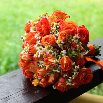 Букет невесты в оранжевом цвете