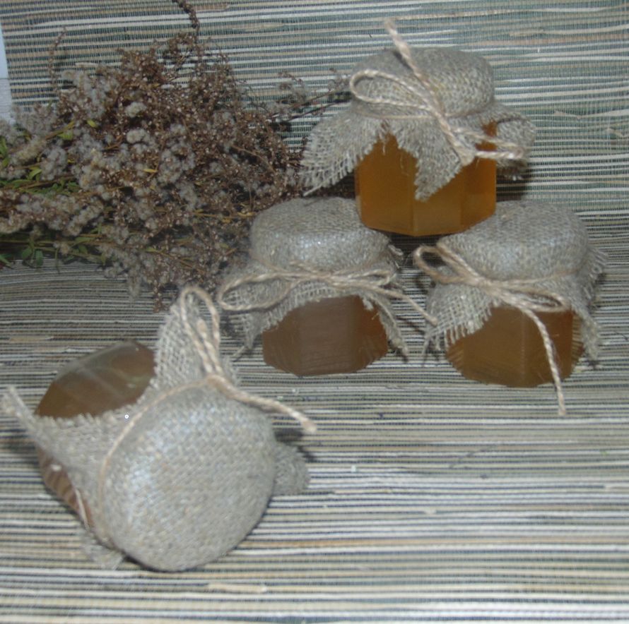 Медовая баночка-бонбоньерка с текстилем