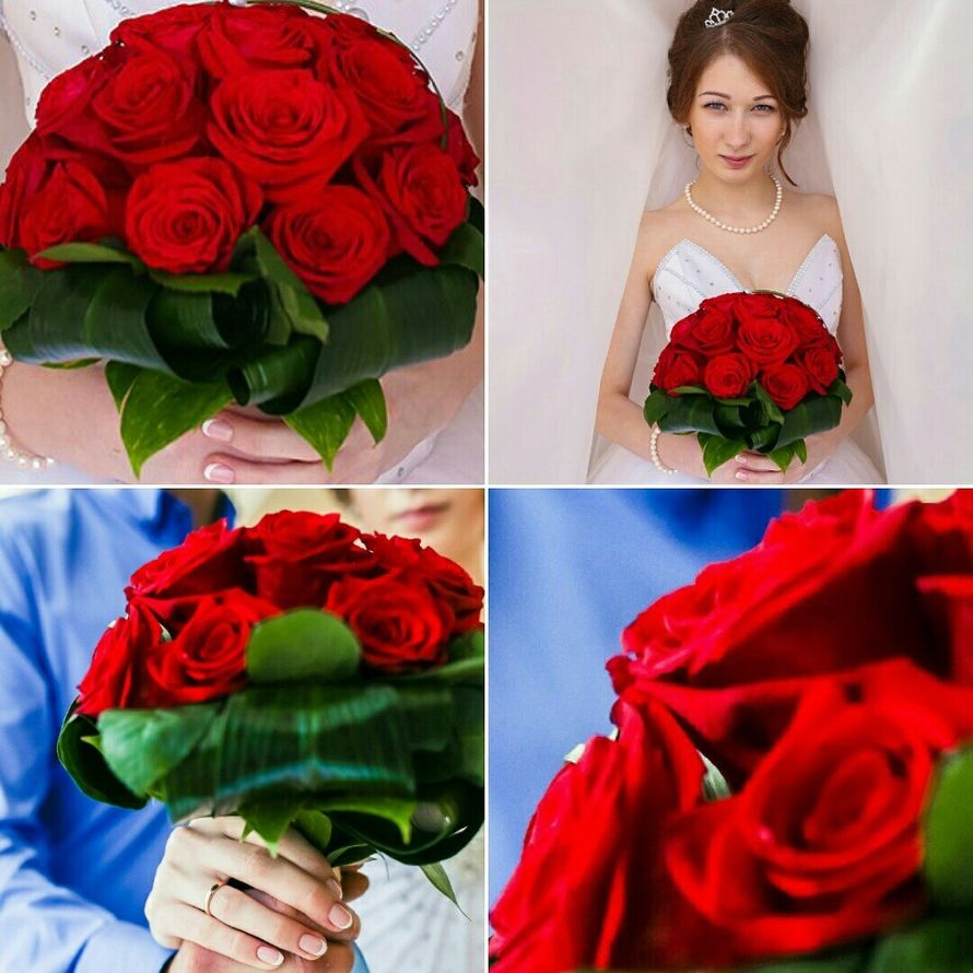 Букет невесты из роз и рускуса