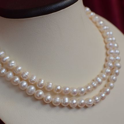 Серебряное ожерелье из белого жемчуга "Жаклин"