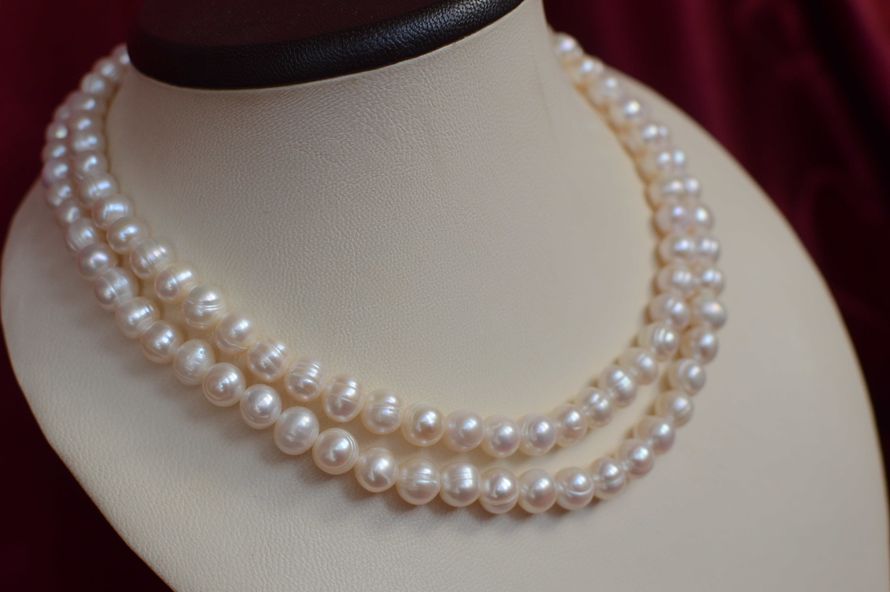 Серебряное ожерелье из белого жемчуга "Жаклин"