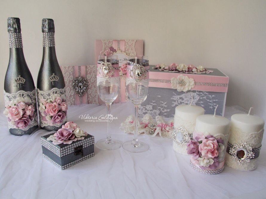 Свадебный набор в цвете серебро с нежными белыми, розовыми и сиреневыми цветами - фото 15598590 Невеста01