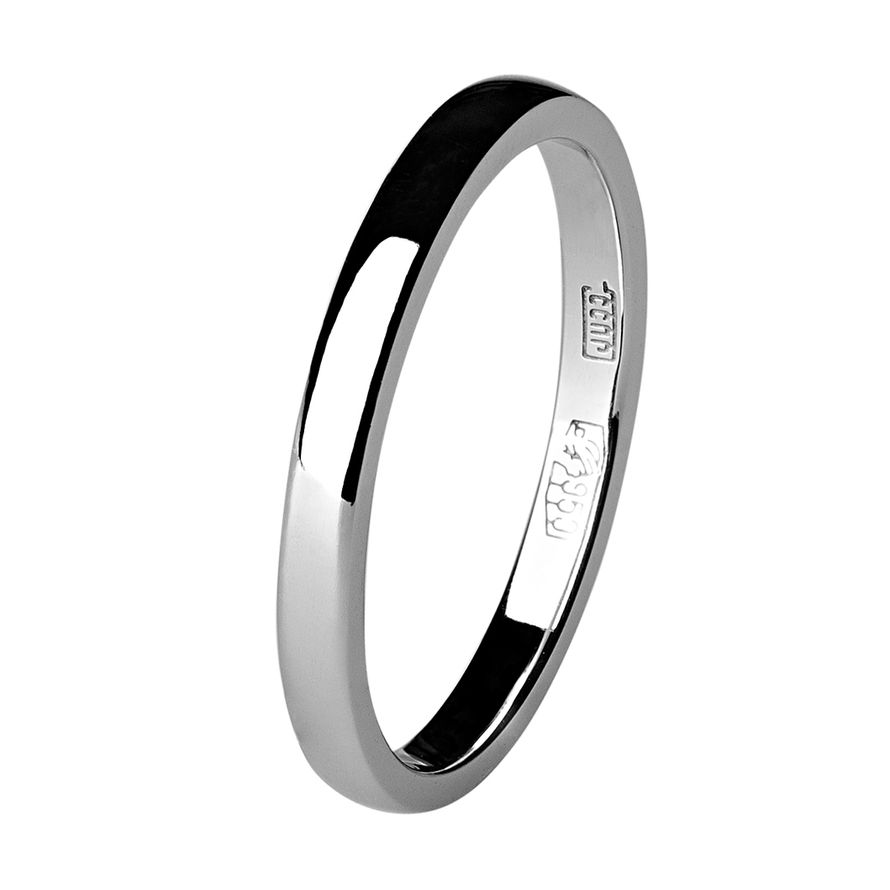 Обручальное кольцо из платины, квадратное 2 мм