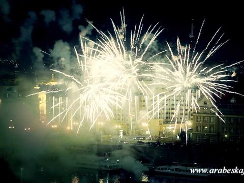 Fire show & fireworks in Prague, Czech Republic